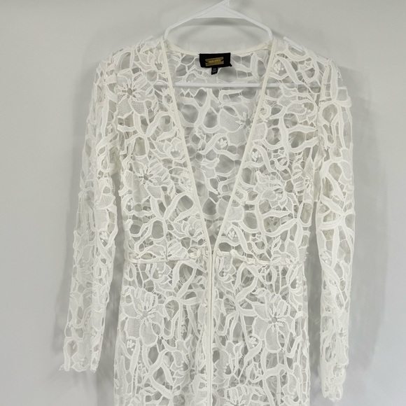 Alexia Admor Crochet Lace Beach Cover-Up Long Maxi Dress, White, Size XS - Picture 6 of 9